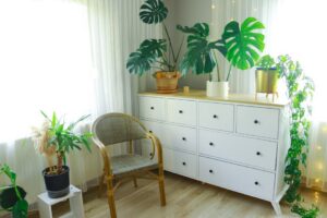 rack suspenso na sala de estar