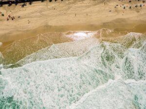 Paolla Oliveira na praia com seu cachorro Marley