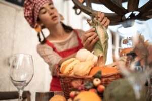 Assado de jerimum com vagem