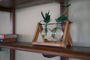 Vaso com treliça de vidro para arranjos florais