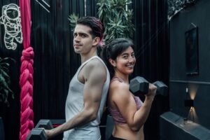 Luciano Huck e Angélica durante treino juntos