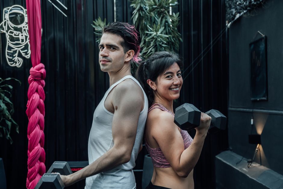Luciano Huck e Angélica durante treino juntos